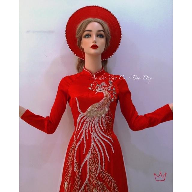 Áo dài hỏi cưới truyền thống phượng hoàng