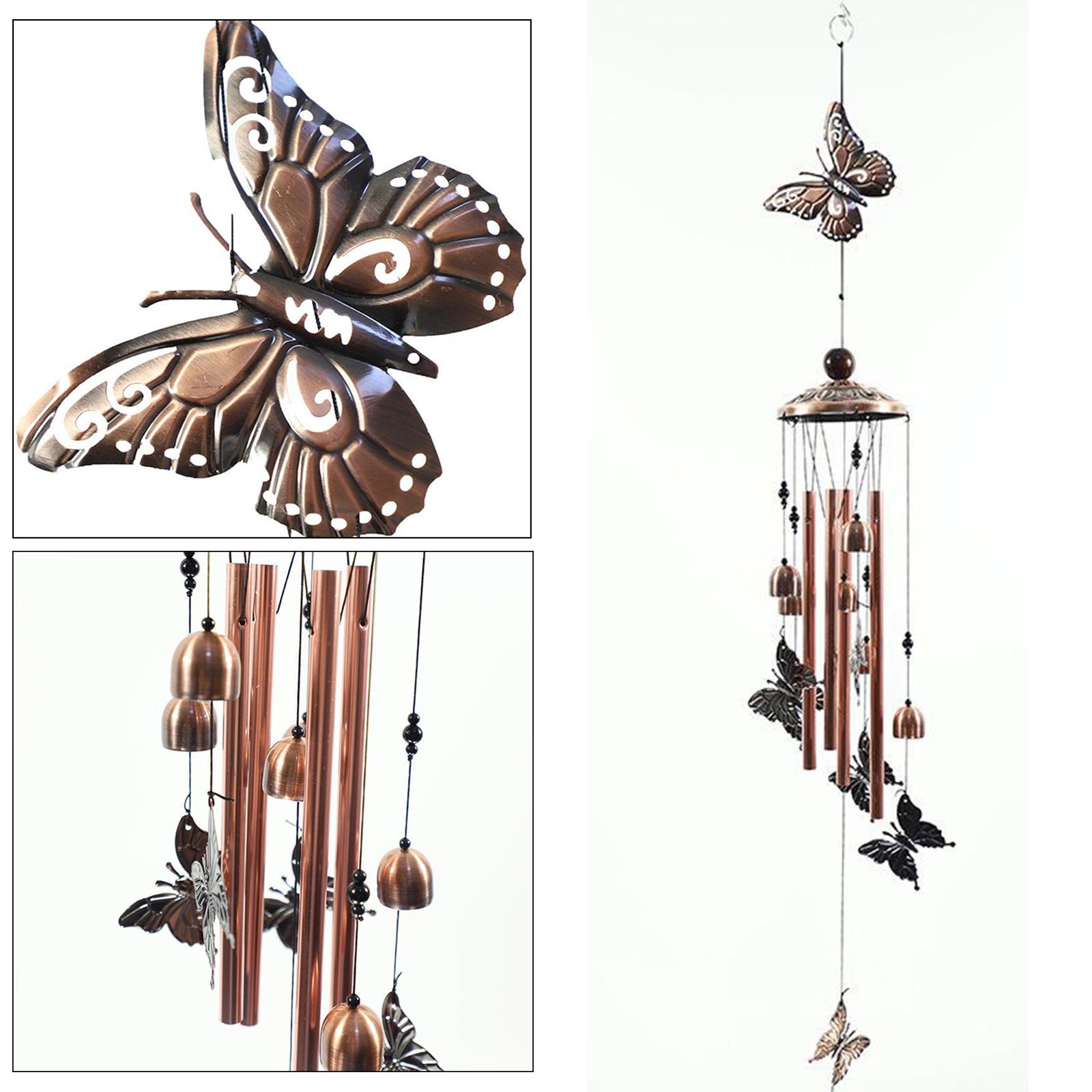 Outdoor Hanging Wind Chime Butterfly Wind Chime Bells 4 Tube Decorative