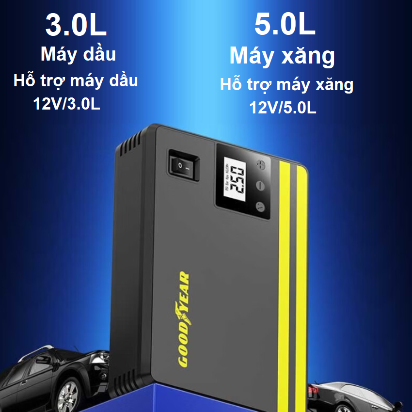 Hình ảnh Bộ kích điện bình aquy kiêm bơm lốp ô tô và sạc dự phòng Goodyear GY-5296 - HÀNG NHẬP KHẨU