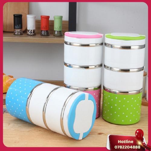 Hộp Đựng Cơm Chấm Bi 1 Tầng  - Miễn Phí Vận Chuyển