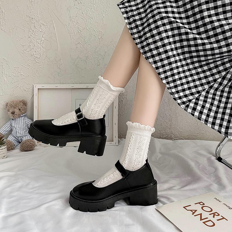 Giày Lolita đế cao 6cm Mary Jane style Ulzzang Hàn Quốc quai ngang Mẫu mới 2022