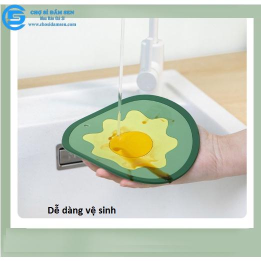 Lót nồi hình Trứng chống trơn trượt, cách nhiệt tốt cute, Tấm lót bàn hoạt hình xinh xắn, lót nồi silicone chịu nhiệt