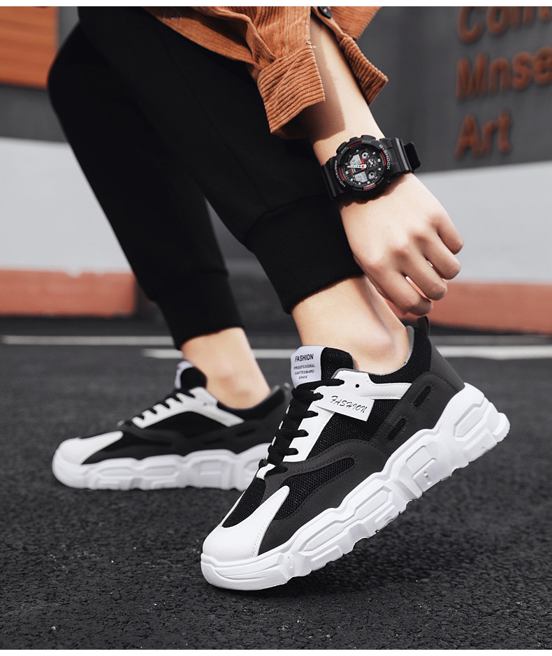 [Cao Cấp] Giày Sneaker Thể Thao NamGNS043 Màu Trắng Đen Tăng Chiều Cao