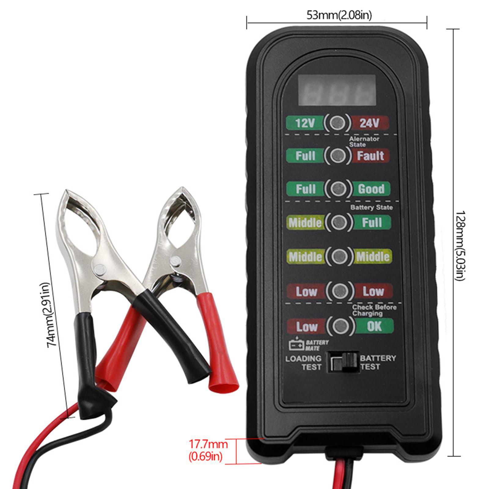 Car Battery Tester Auto Tester Tool Automotive Load Tester Indicator 12V 24V Car Battery Analyzer Premium Durable High Performance
