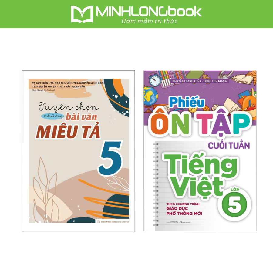 Sách: Combo Tuyển Chọn Những Bài Văn Miêu Tả Lớp 5 + Phiếu Ôn Tập Cuối Tuần Tiếng Việt Lớp 5