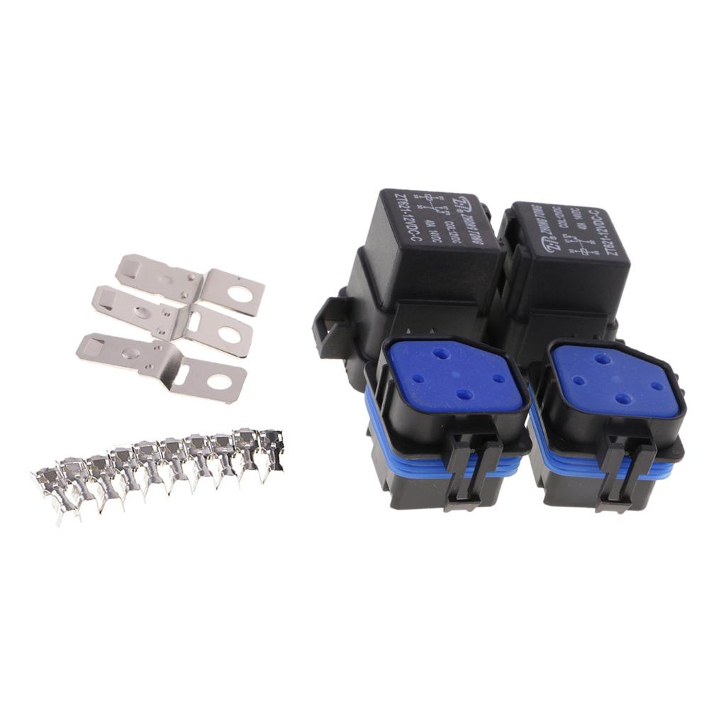 2 Set Universal Car Motorcycle Boat Automotive 40A 12V 5Pin Relay Socket Terminals Kit