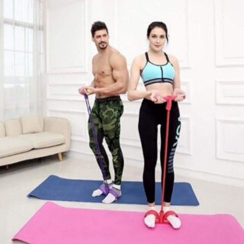 Dây kéo tập bụng tập gym có bàn đạp – Tặng thước dây – Giao màu ngẫu nhiên