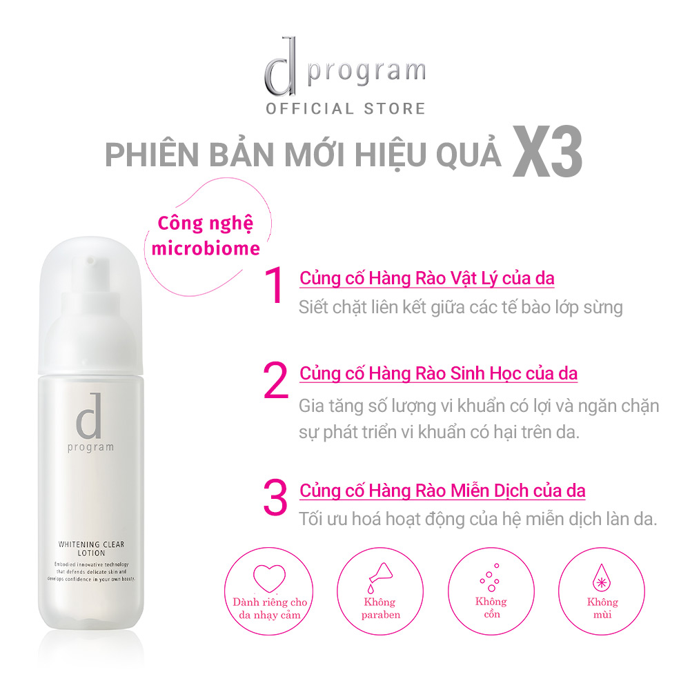 Nước Cân Bằng Dưỡng Sáng Cho Da Nhạy Cảm d program Whitening Clear Lotion 125ml