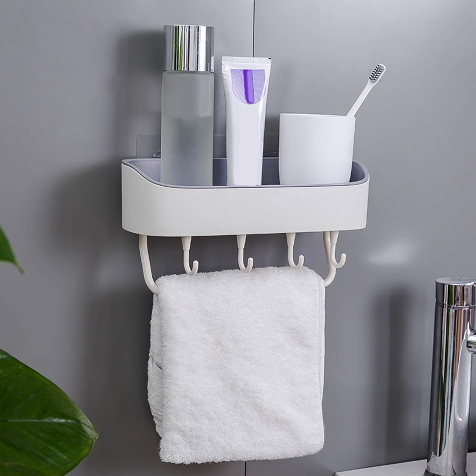 Wall Mounted Shower Caddy Shelf No Drilling Shower Basket Shelves for Home Pink