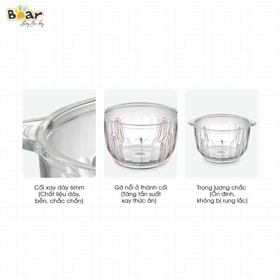 Máy xay thịt Bear 2.5L QSJ-C04R8S, máy xay tỏi ớt, xay thịt siêu nhanh- Hàng chính hãng