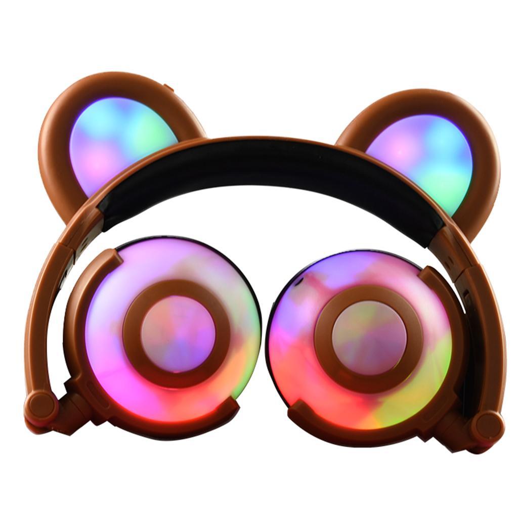 Kids Headphones LED Light Up Foldable Stereo Headset