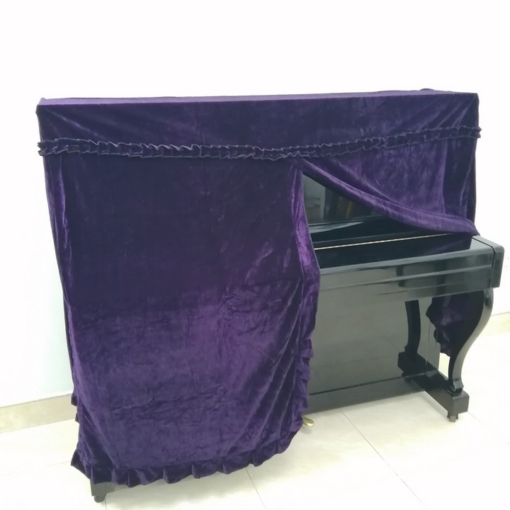 Bộ khăn phủ đàn piano cơ nhung tím