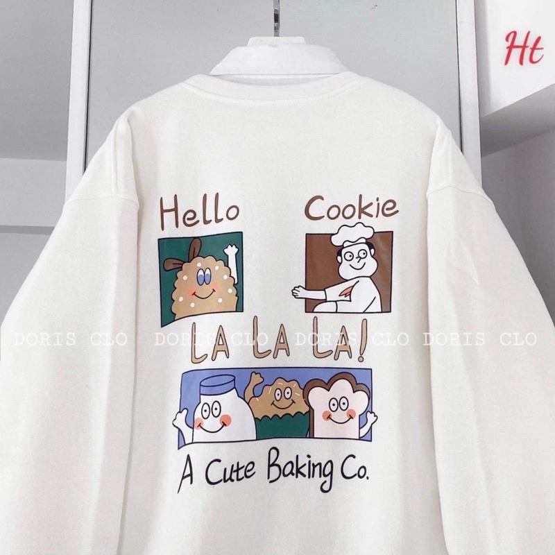 Áo nỉ cổ tròn Cookie bo gấu H2