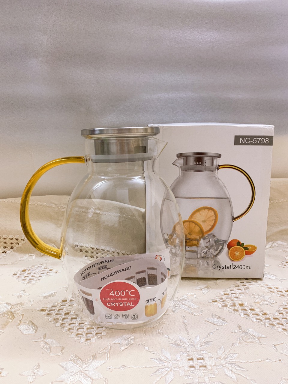 BÌNH ĐỰNG NƯỚC THỦY TINH CHỊU NHIỆT LÊN TỚI 400 ĐỘ C LL - 2400ML - ANTH232