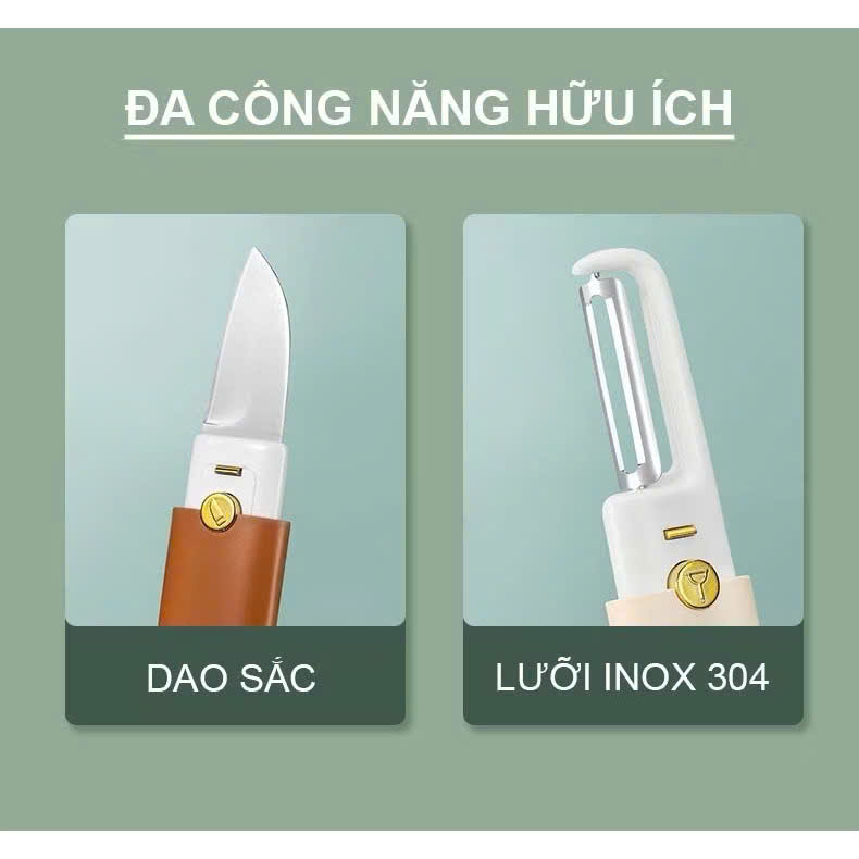 Dao Gọt Hoa Quả Đa Năng 2in1 (Gọt &amp; Nạo) Tiện Dụng Cho Nhà Bếp, Văn Phòng, Dã Ngoại - HÀNG CHÍNH HÃNG MINIIN