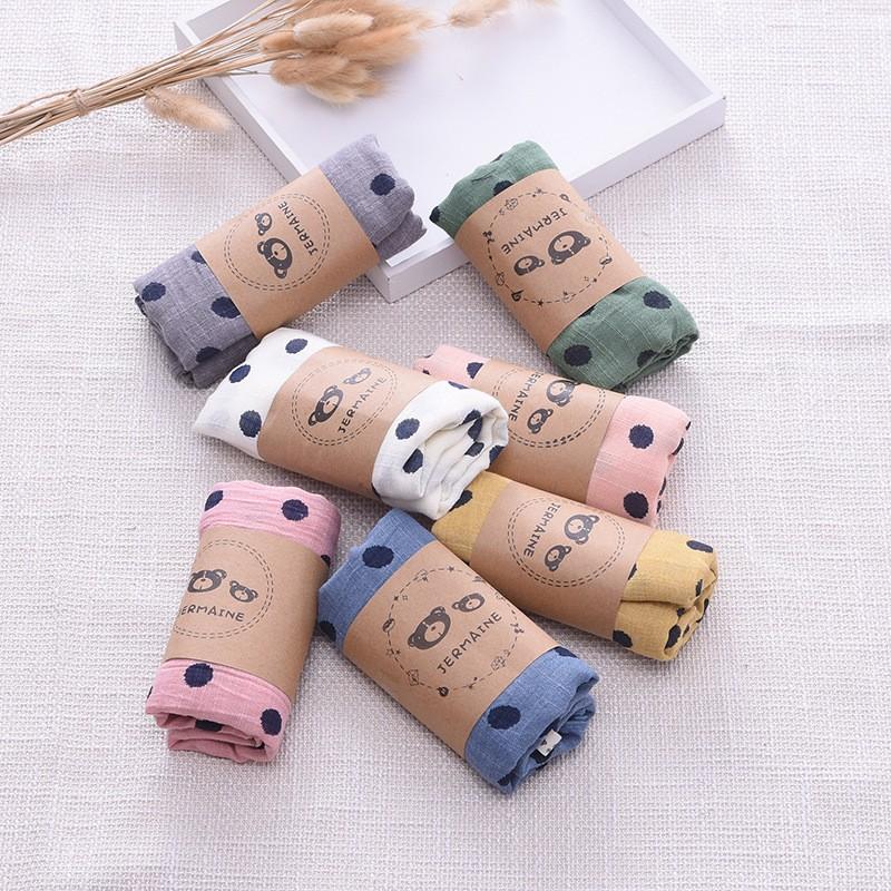 Khăn cotton và lanh tre bông anh đào vương miện in trẻ em mỏng cho bé