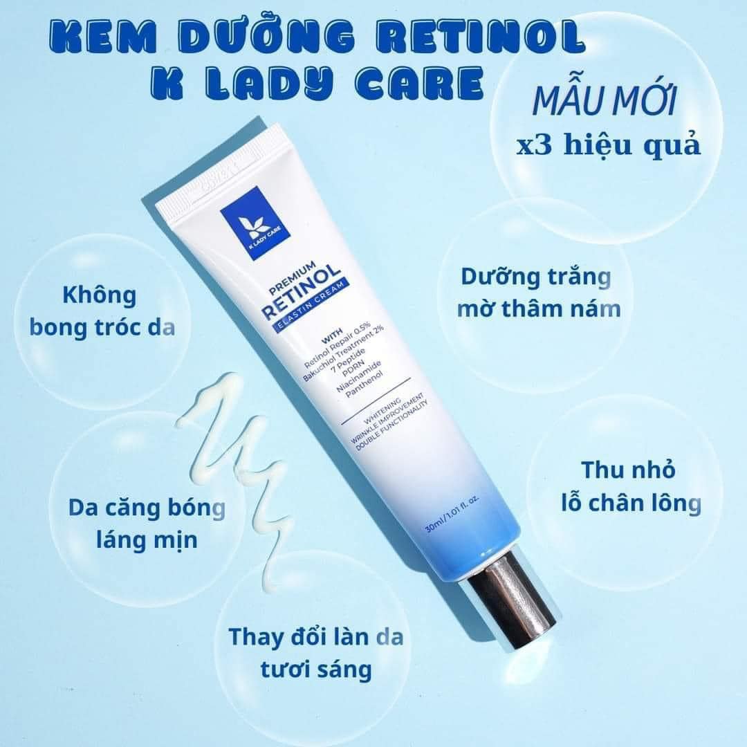 Kem dưỡng retinol K Lady Care premium 30ml Hàn Quốc dưỡng trắng da mặt căng bóng