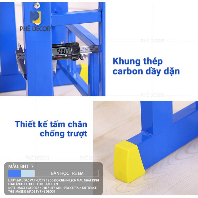 BÀN HỌC TRẺ EM BAMBI - BHT17 - Bàn + Ghế + Giá chỉnh cổ