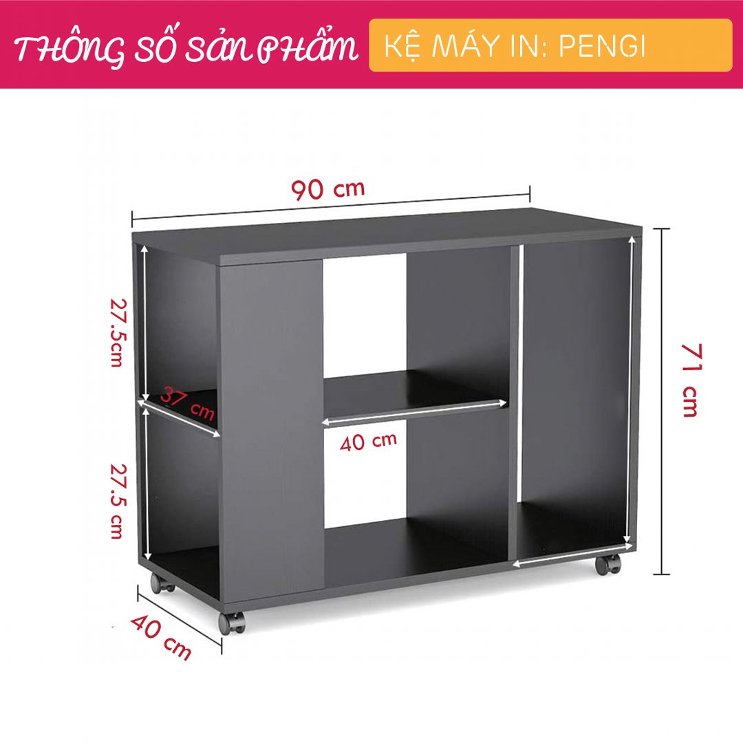 Kệ để máy in gỗ hiện đại SMLIFE Pengi | Gỗ MDF dày 17mm chống ẩm | D90xR40xC71cm