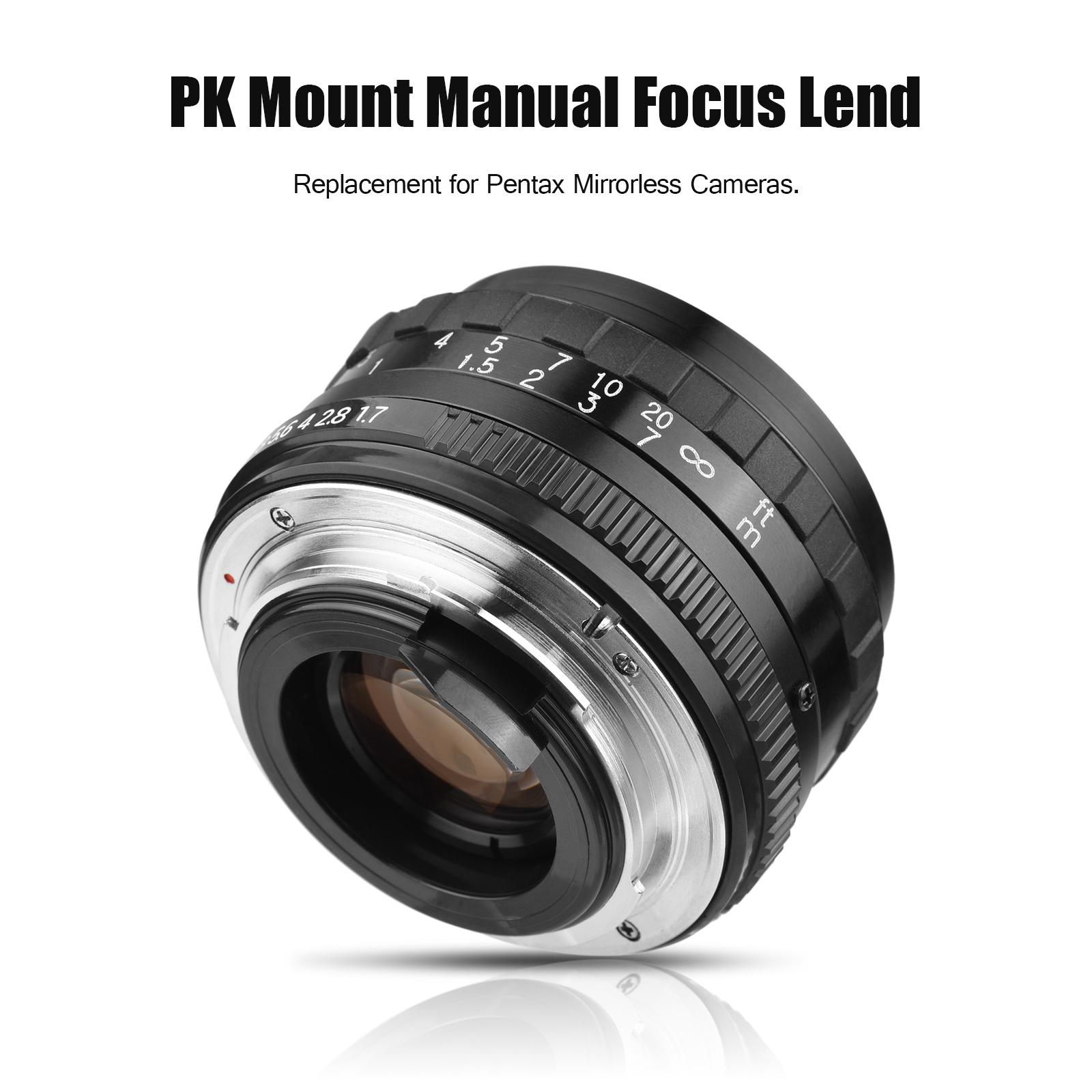 50mm F1.7 Large Aperture Camera Lens Manual Focus Prime Lens PK Mount for Pentax K1/ K-1 Mark II Full Frame Cameras