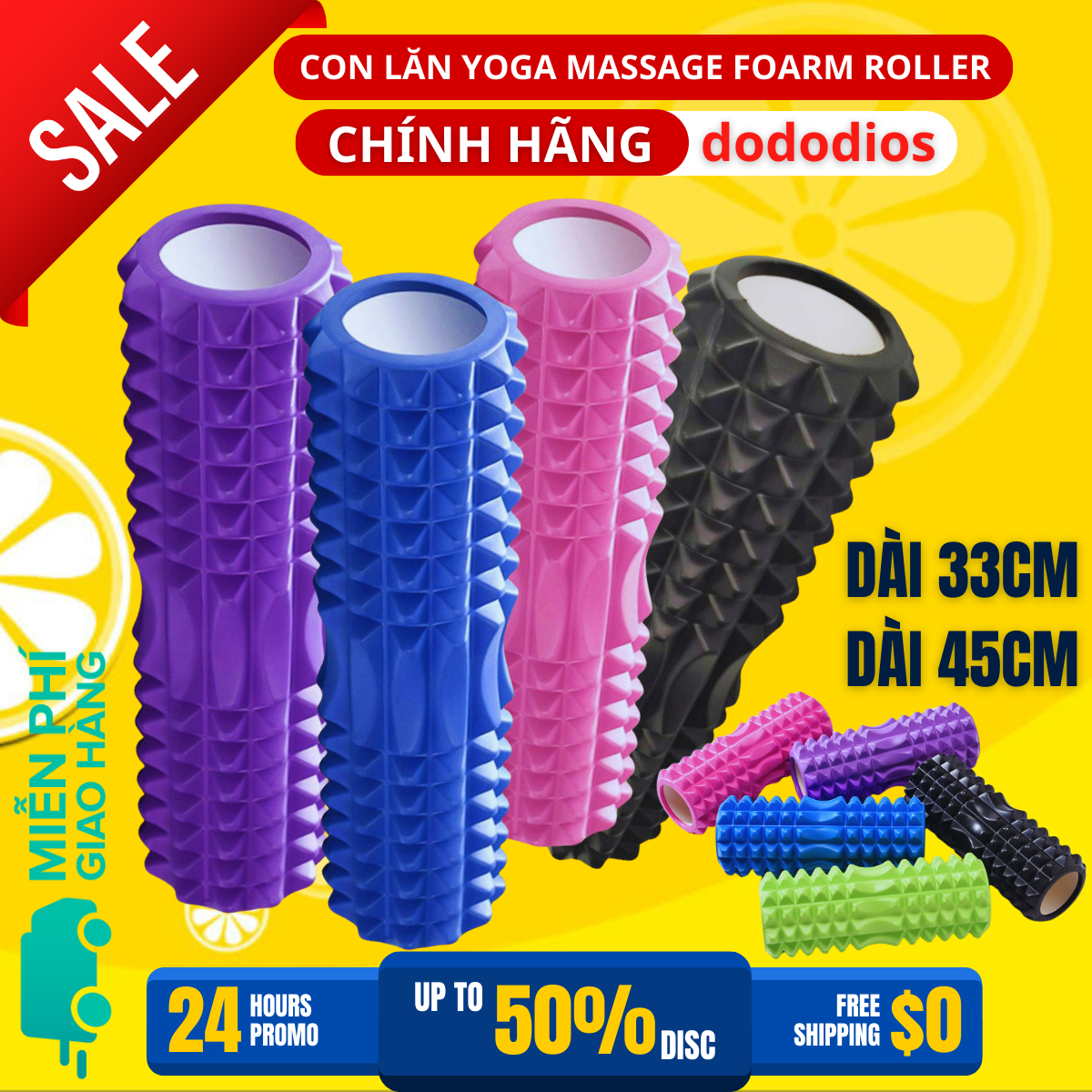 Con Lăn Massage, Dãn Cơ Tập Gym,Yoga Hàng Chuẩn 45cm và 33cm - Hàng chính hãng dododios