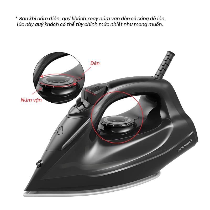Bàn Ủi Hơi Nước LocknLock ENI334BLK 1800W 200ml, Hàng Chính Hãng, Mặt Đế Phủ Gốm Ceramic – JoyMall