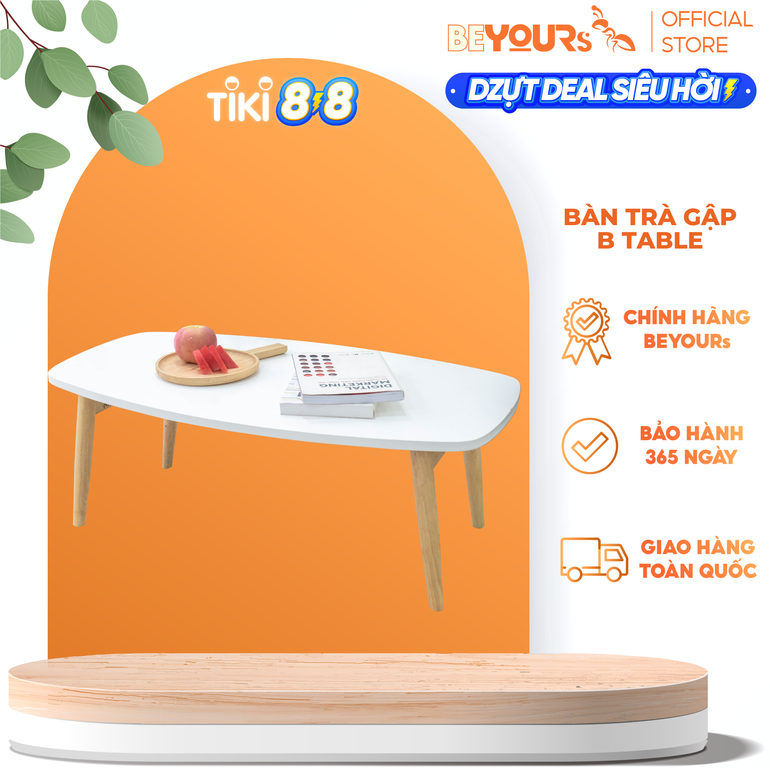 Bàn Trà Sofa Bằng Gỗ Chân Gập B Table Nội Thất Kiểu Hàn BEYOURs Trắng