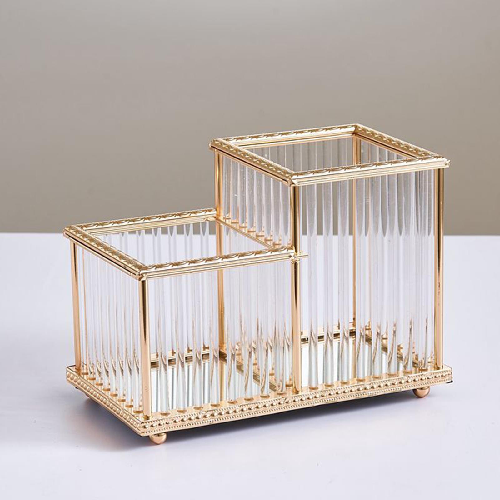 Acrylic Makeup Brush Holder Desk Organizer Cosmetic Brushes Eyebrow Pencil Storage Pen Holder Container, Gift for Women