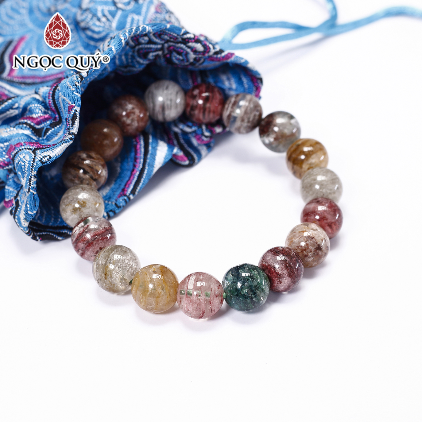 Vòng tay đá ưu linh đa sắc size hạt 10mm - Ngọc Quý Gemstones
