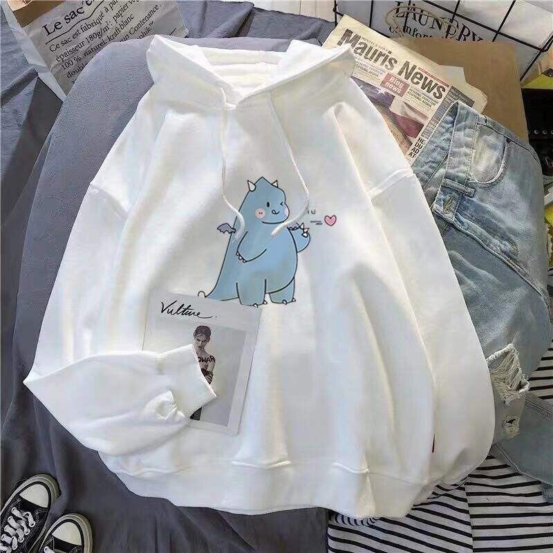 Áo hoodie nữ hình KHỦNG LONG BẮN TIM đáng yêu freesize chất liệu nỉ TiC083