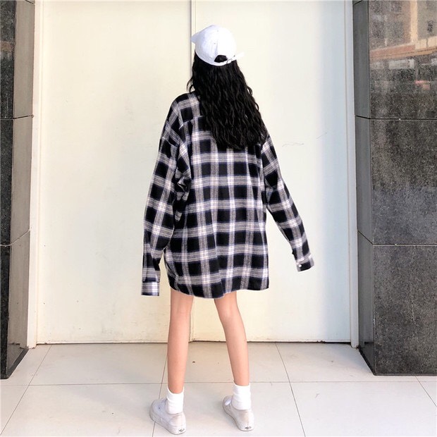 Áo sơ mi unisex form rộng - somi nam nữ sọc số 15