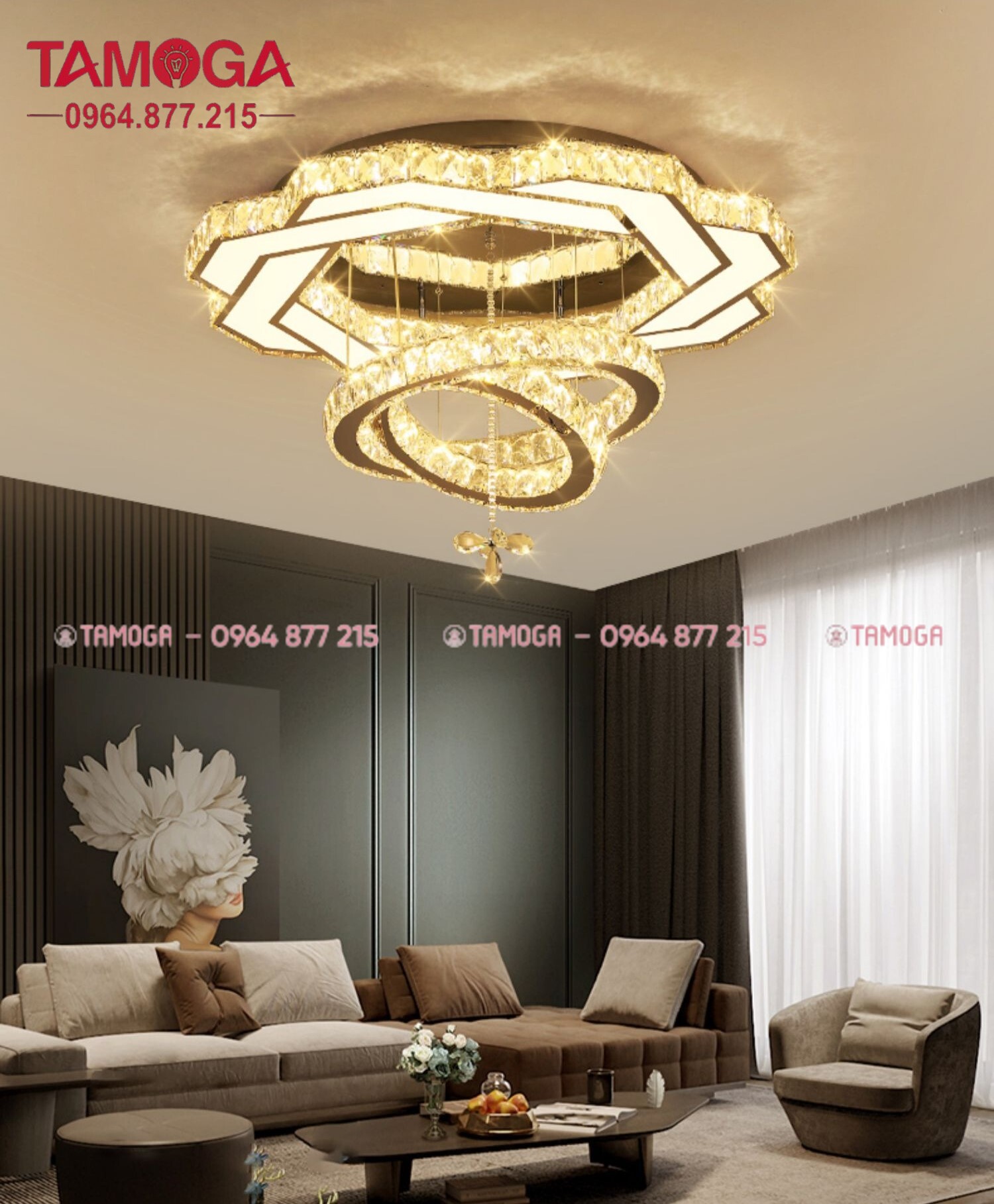 Đèn LED ốp trần pha lê cao cấp D800 TAMOGA 394
