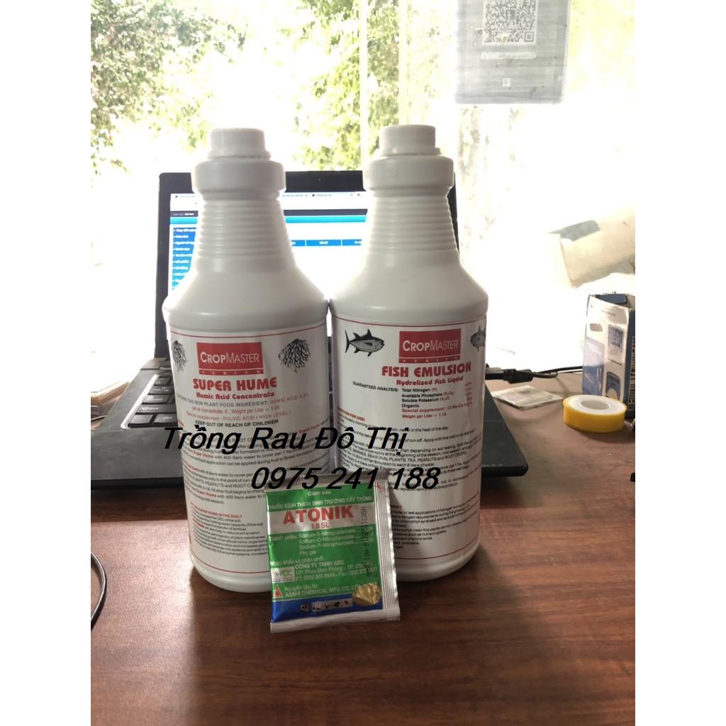 Bộ phân bón chuyên biệt cho hoa hồng, hoa lan: Fish 1000ml + Hume 1000ml + tặng Atonik