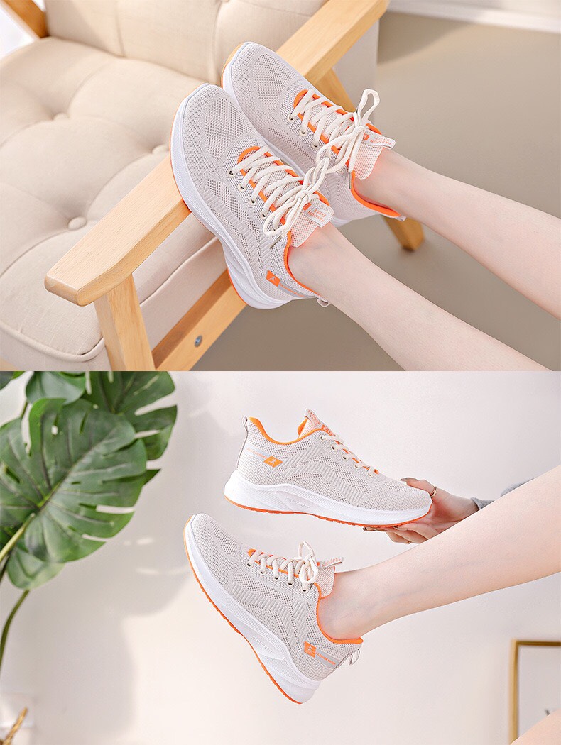 Giày chạy thể thao sneaker nữ Hot Trend 2021 (màu đen, kem, xám hồng) cao cấp