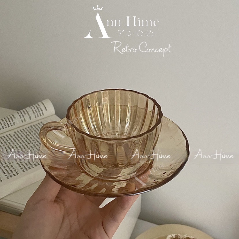 Ly Thủy Tinh Cốc Thủy Tinh Kiểu Vintage Châu Âu Cổ Điển Màu Hổ Phách