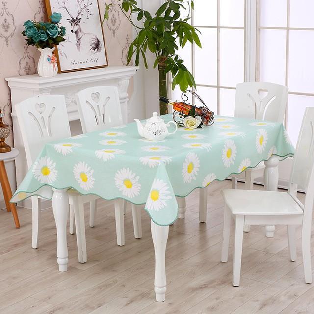 Khăn Trải Bàn Họa Tiết Hoa Cúc Chống Thấm Nước Tiện Dụng