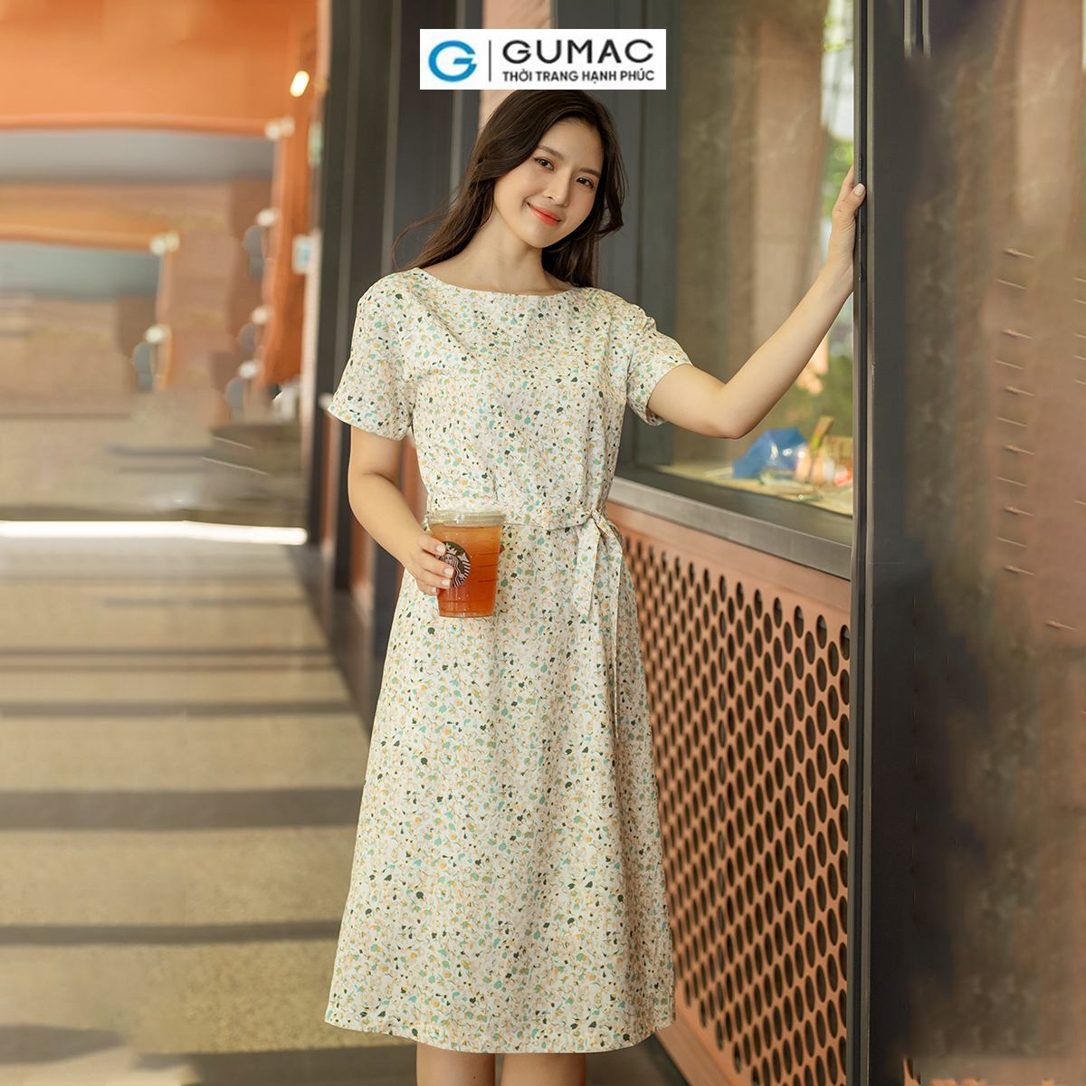 Đầm suông cổ thuyền có túi tay lơ vê thanh lịch nữ tính thời trang GUMAC DD06012