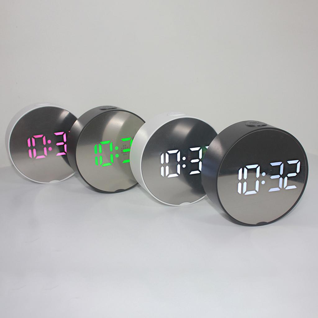3x Mirror Alarm Clock 24H Display Desktop Travel Clock with Mirror Function
