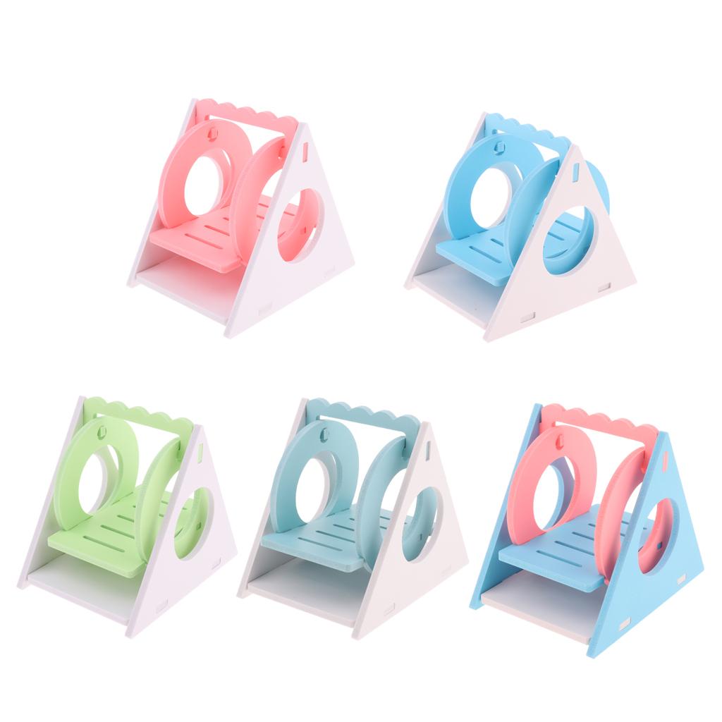 Hamster Toy Swing Wooden Colorful Small Chinchilla Squirrel Supply pink