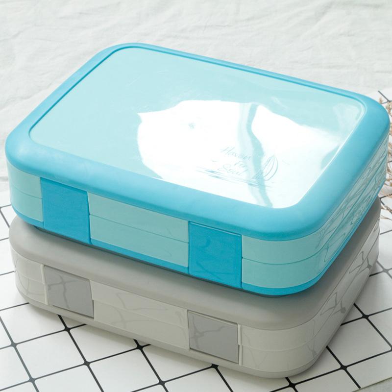 Con Di Động Hộp Cơm Nhựa Nhiều Lưới Lò Vi Sóng Bento Hộp Văn Phòng Du Lịch Trường Chống Rò Rỉ Hộp Đựng Thực Phẩm Với Bộ Đồ Ăn