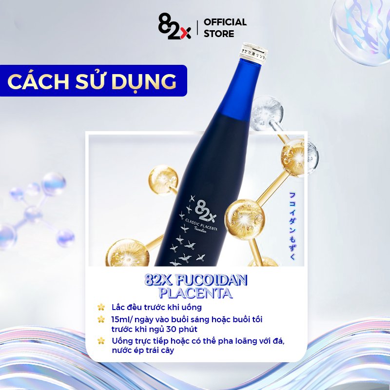 Nước Uống 82X FUCOIDAN PLACENTA Hàm Lượng 450.000mg Placenta Từ Heo Shizuoka Và Fucoidan Từ Tảo Nâu Mozuku