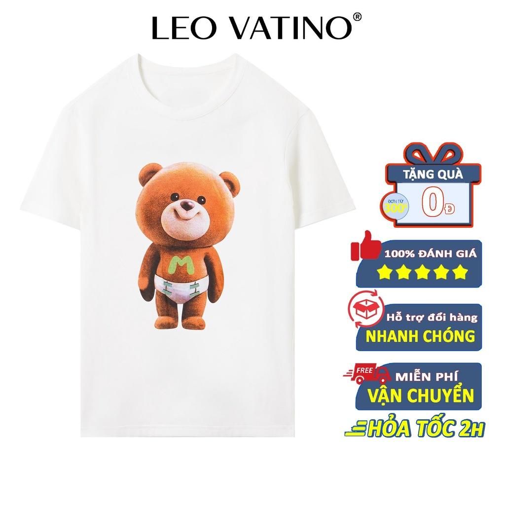 Leo Vatino - Áo thun nam tay ngắn in hình Teddy cổ tròn cotton co giãn form đẹp APLEO01-M1
