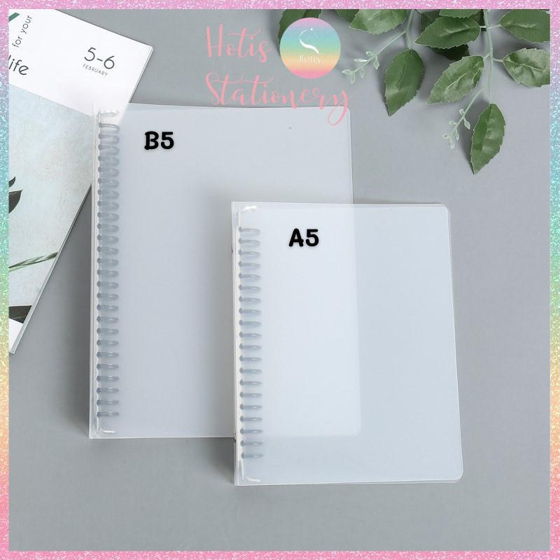 Bìa còng nhựa 5 màu trong mờ - Binder A5/ B5 làm sổ tay, planner, đựng sheet card