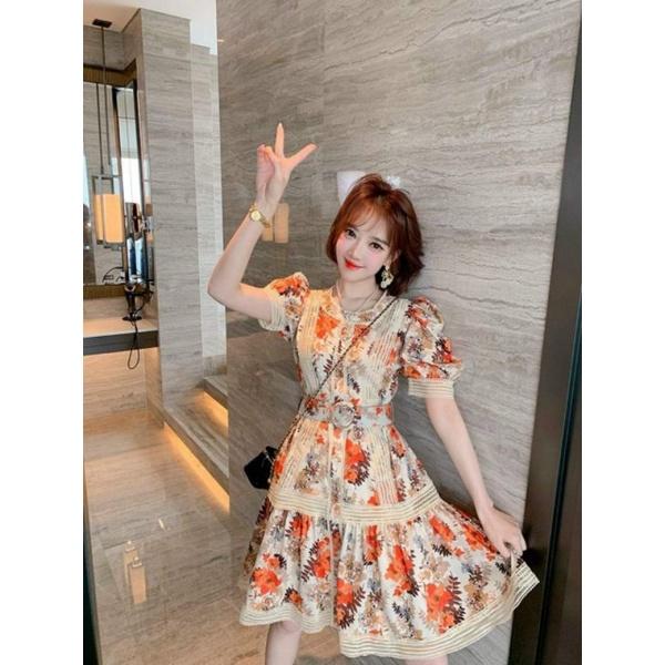 HÀNG NHẬP - ĐẦM XÒE LỤA HOA PHỐI REN