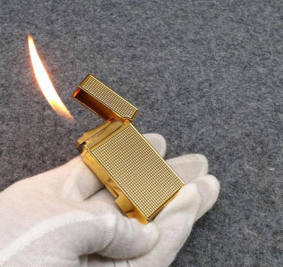 Vỏ Hột Quẹt Bật Lửa Upon Super Ô Vuông Kèm Khiên D144V Màu Vàng - Dùng Gas Đá Cao Cấp