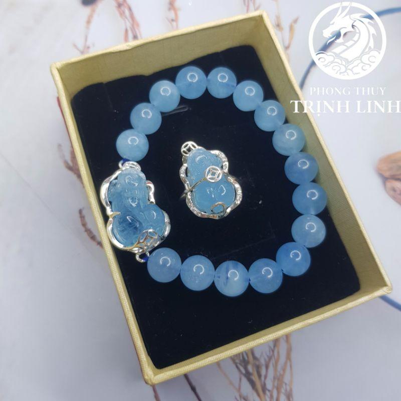 BỘ TRANG SỨC BẠC TỲ HƯU XANH BIỂN 10LY