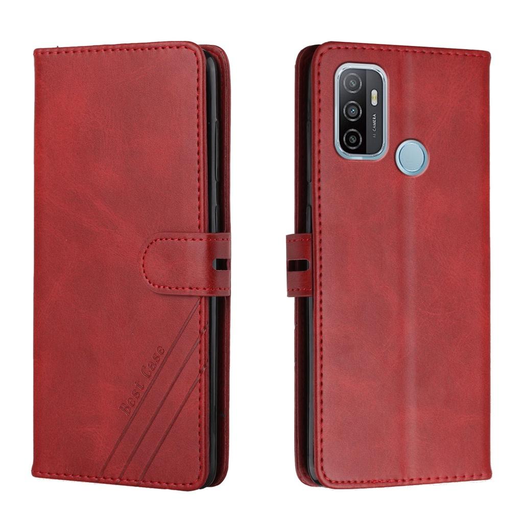 Bao da điện thoại PU mềm chống sốc có ngăn đựng thẻ cho OPPO A53 A53S A54 A74 5G OPPO A94 A95 5G Realme C15