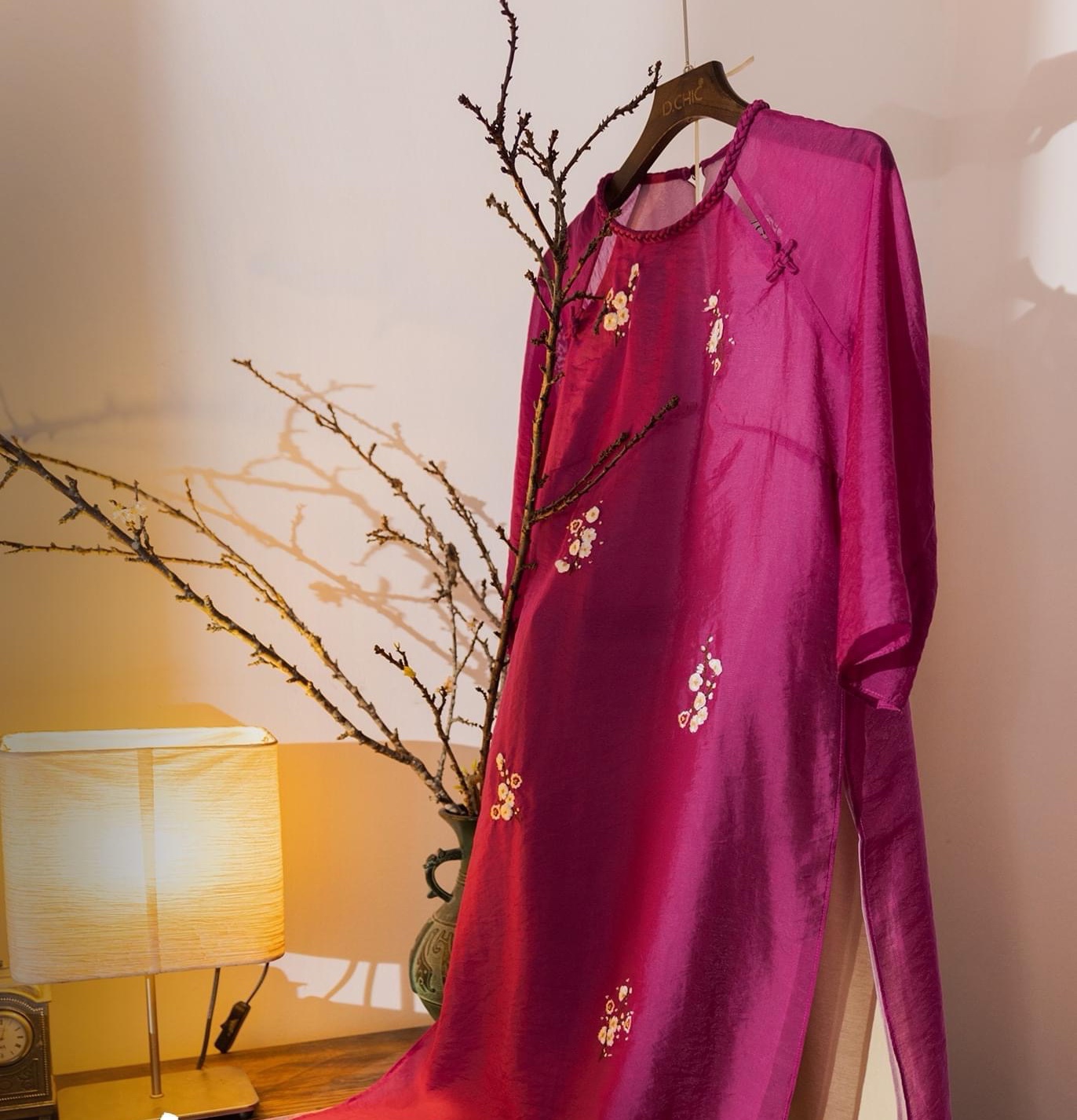 Áo dài Bigsize Băng Nhi 3XL - 6XL cách tân màu hồng sen, 4 tà ( cả set)