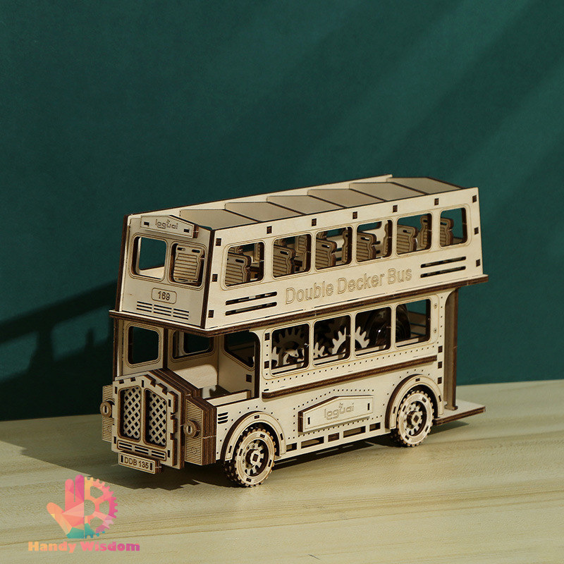 Mô hình gỗ chuyển động - Xe buýt 2 tầng - Doubled decker bus