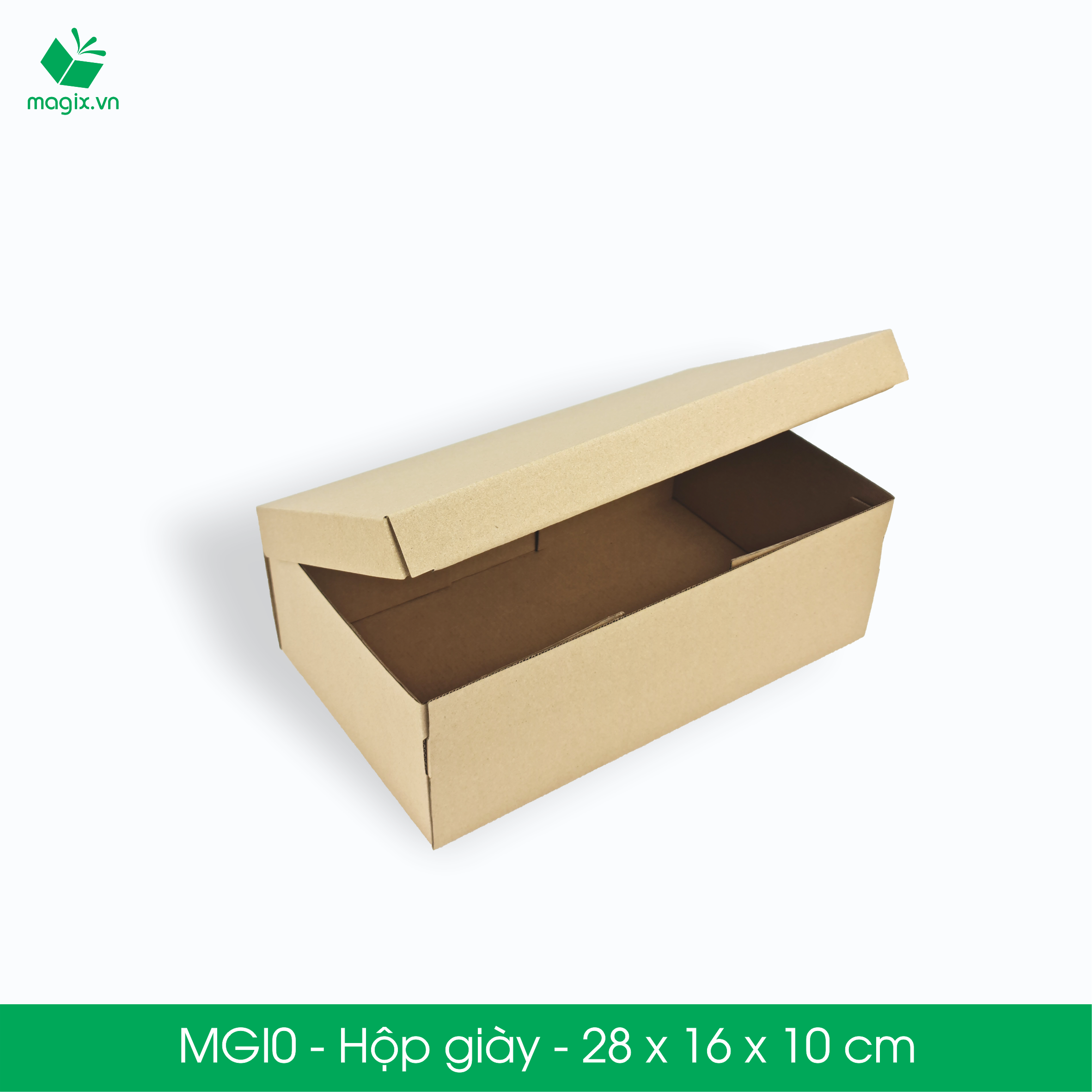 MGI0 - 28x16x10cm - 100 Hộp giày - Thùng hộp carton trơn đóng hàng